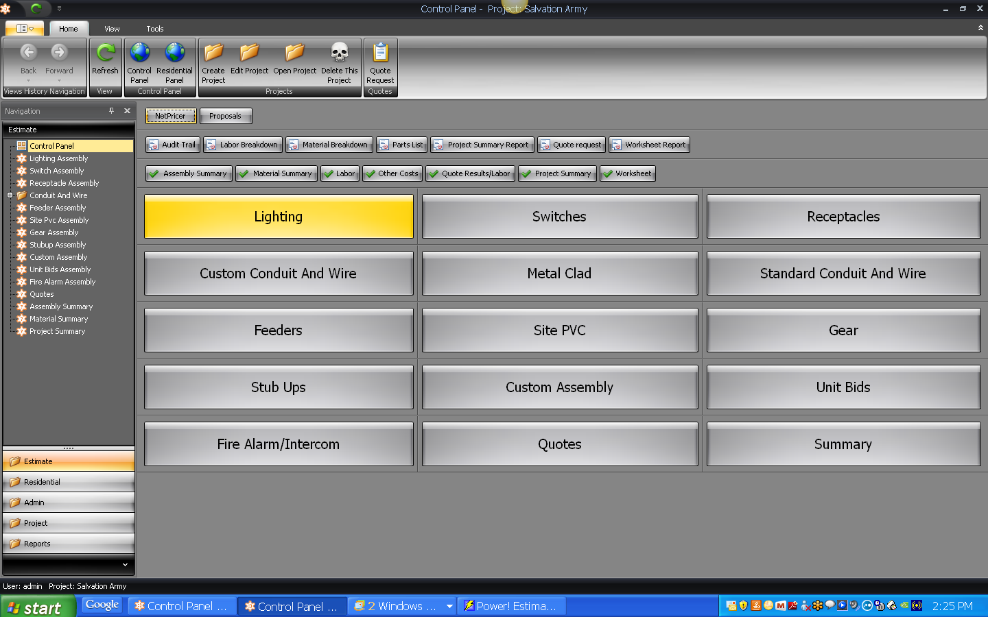 screenshot of Best Bid Electrical Estimating